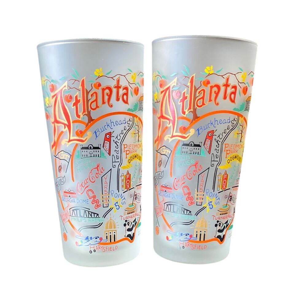 CATSTUDIO Atlanta Themed Frosted Glasses Set of 2